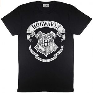 Camiseta De Escudo De Hogwarts Blanco Y Negro
